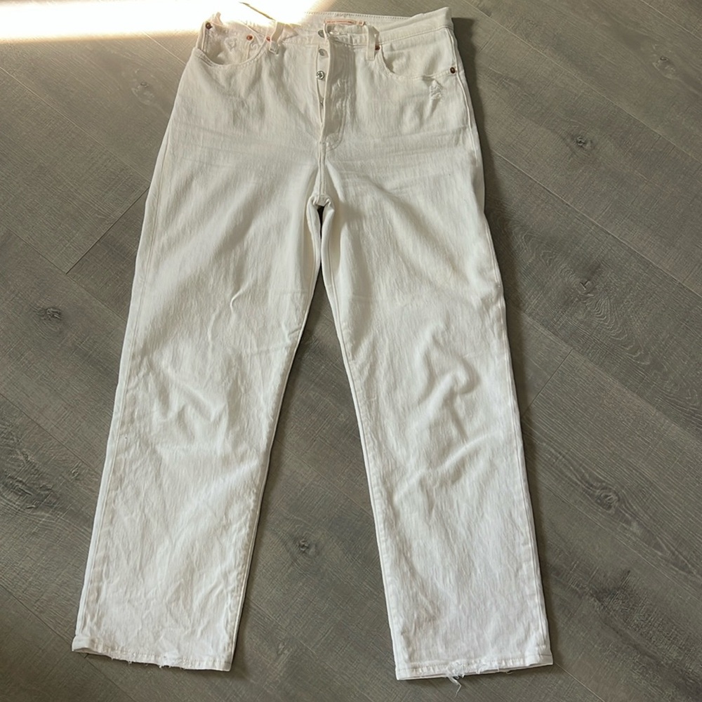 Levi's White Straight Leg Jeans